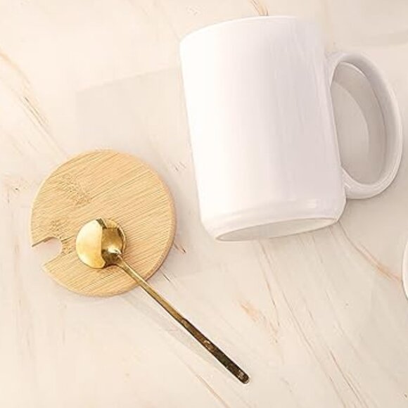 Elegant Floral Latte Mug with Bamboo Lid and Latte Spoon - Picture 2 of 3